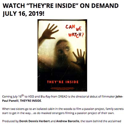 WATCH “THEY’RE INSIDE” ON DEMAND JULY 16, 2019!
